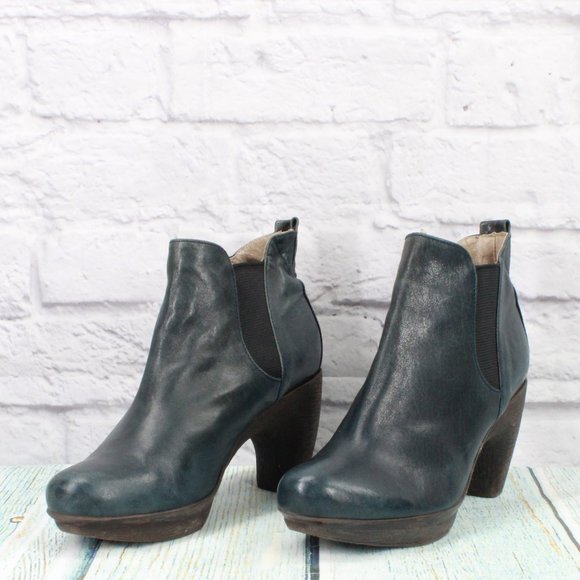 Eric Michael Web Shoemakers Blue Leather Slip On Chelsea Boots Size 8 - 8.5 - Picture 2 of 9